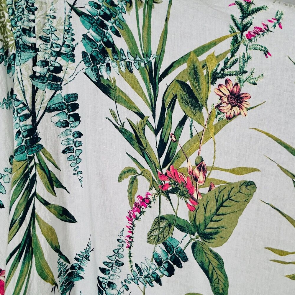 💐 Floral Print Scarf Skirt S/M Midi Colorful Boho Linen Texture Made in Italy - Picture 4 of 11
